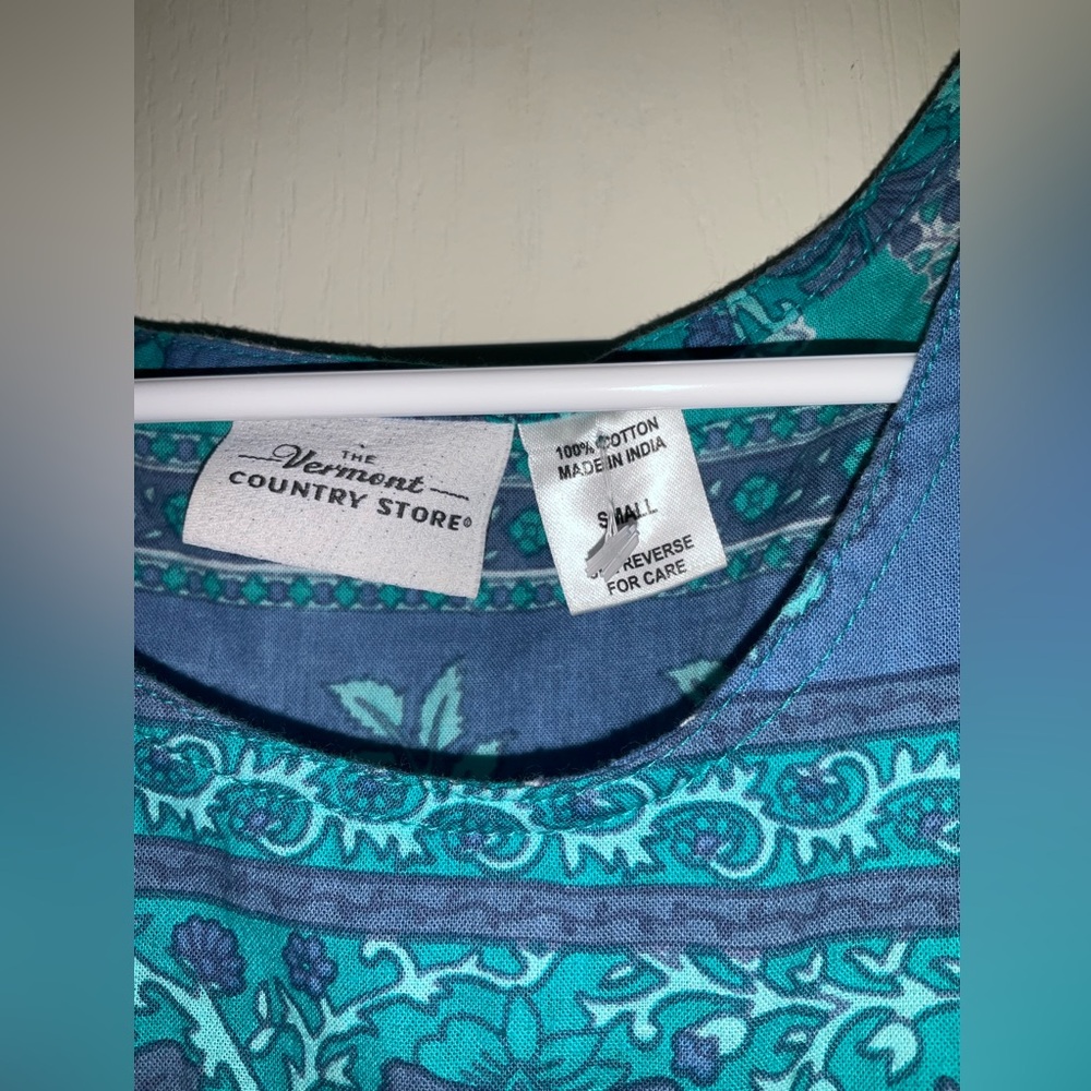 Floral Teal Sleeveless Shift Dress - Picture 3 of 4